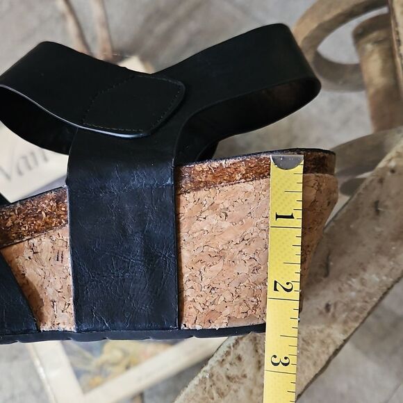 Pierre Dumas Chantal 4 Black Wedge Open Toe Sansals Size 9 - Picture 9 of 9